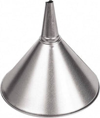 Funnel King - 2 Qt Capacity Galvanized Steel Funnel - 8-3/8" Mouth OD, 1/2" Tip OD, 3-1/8" Straight Spout, Silver - Benchmark Tooling