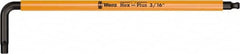 Wera - 3/16" Hex, Long Arm, Hex Key - 6-1/16" OAL, Cast Steel, Inch System of Measurement - Benchmark Tooling
