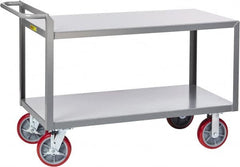 Little Giant - 3,600 Lb Capacity, 30" Wide x 66" Long x 36" High Shelf Cart - 2 Shelf, Steel, 2 Rigid/2 Swivel Casters - Benchmark Tooling