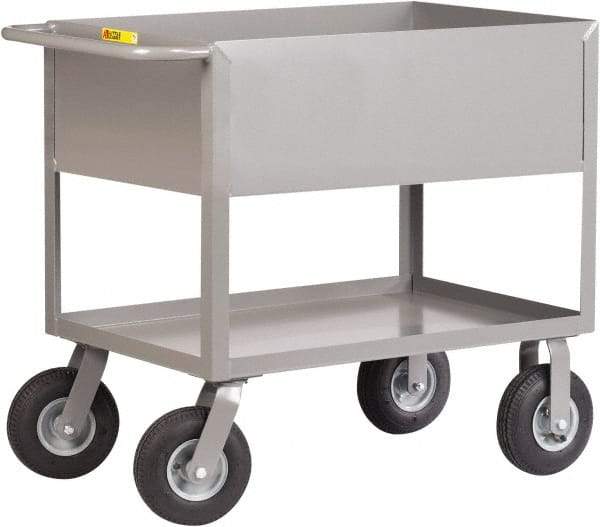 Little Giant - 1,200 Lb Capacity, 24" Wide x 54" Long x 36-1/2" High Deep Shelf Cart - 2 Shelf, Steel, 2 Rigid/2 Swivel Casters - Benchmark Tooling