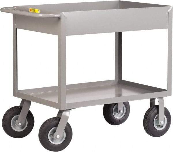 Little Giant - 1,200 Lb Capacity, 24" Wide x 42" Long x 36-1/2" High Deep Shelf Cart - 2 Shelf, Steel, 2 Rigid/2 Swivel Casters - Benchmark Tooling