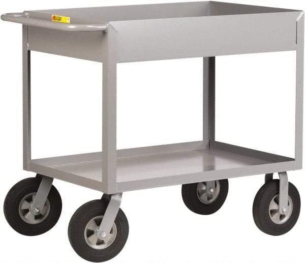 Little Giant - 1,200 Lb Capacity, 24" Wide x 54" Long x 36-1/2" High Deep Shelf Cart - 2 Shelf, Steel, 2 Rigid/2 Swivel Casters - Benchmark Tooling