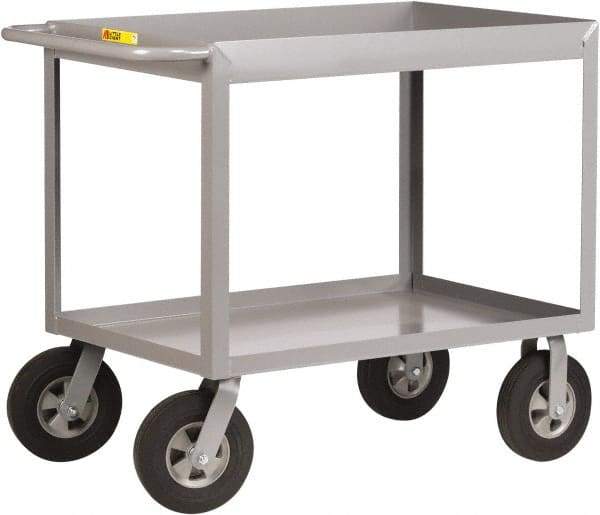 Little Giant - 1,200 Lb Capacity, 24" Wide x 42" Long x 36-1/2" High Deep Shelf Cart - 2 Shelf, Steel, 2 Rigid/2 Swivel Casters - Benchmark Tooling