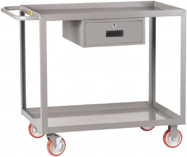 Little Giant - 1,200 Lb Capacity, 24" Wide x 54" Long x 35" High Shelf Cart - 2 Shelf, Steel, 2 Rigid/2 Swivel Casters - Benchmark Tooling