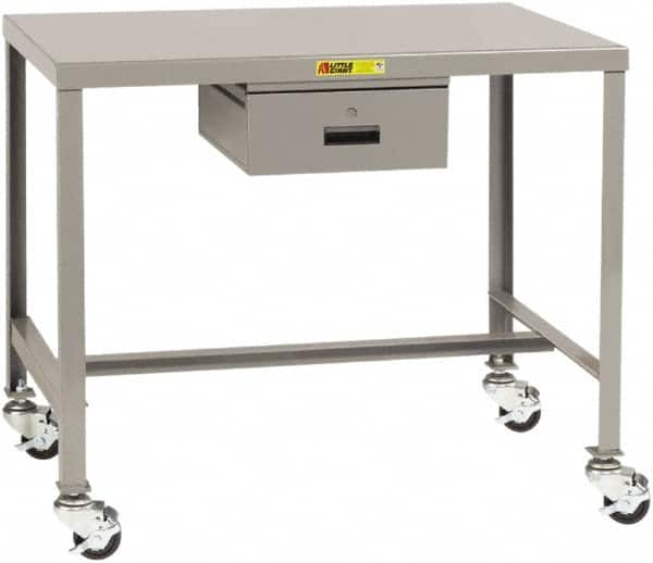 Little Giant - Mobile Machine Table - Steel, Fixed Leg, Gray, 48" Long x 24" Deep x 42" High - Benchmark Tooling