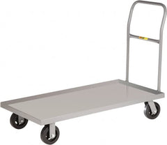 Little Giant - 1,600 Lb Capacity Steel Platform Truck - Steel Deck, 18" OAW, 32" Platform Length x 8-1/2" Platform Height, Mold-On Rubber Casters - Benchmark Tooling