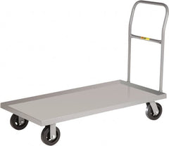 Little Giant - 1,600 Lb Capacity Steel Platform Truck - Steel Deck, 24" OAW, 36" Platform Length x 8-1/2" Platform Height, Mold-On Rubber Casters - Benchmark Tooling