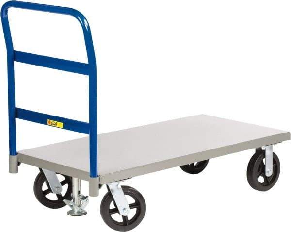 Little Giant - 2,400 Lb Capacity Steel Platform Truck - Steel Deck, 36" OAW, 72" Platform Length x 11" Platform Height, Mold-On Rubber Casters - Benchmark Tooling