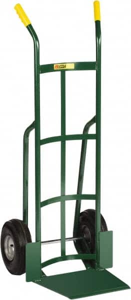 Little Giant - 800 Lb Capacity 49" OAH Hand Truck - 13-1/2 x 16" Base Plate, Dual Handle, Steel, Pneumatic Wheels - Benchmark Tooling