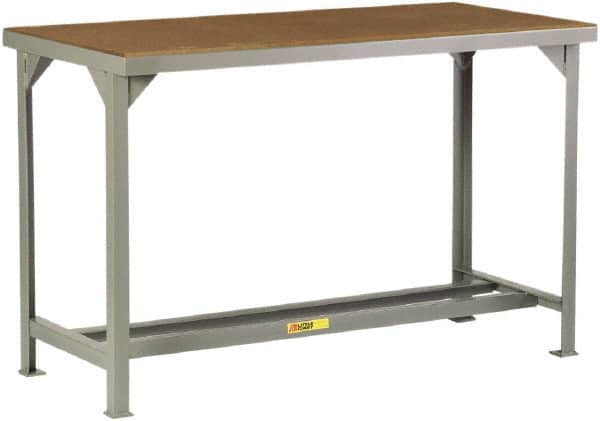 Little Giant - 48 Wide x 30" Deep x 36" High, Hardboard on Steel Heavy-Duty Workbench with Hardboard Top - Fixed Legs, Gray - Benchmark Tooling