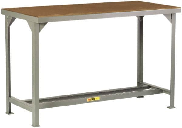 Little Giant - 72 Wide x 36" Deep x 36" High, Hardboard on Steel Heavy-Duty Workbench with Hardboard Top - Fixed Legs, Gray - Benchmark Tooling