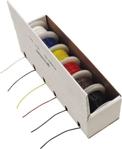 Made in USA - 20 AWG, 10 Strand, 25' OAL, Tinned Copper Hook Up Wire - Black, White, Red, Green, Blue & Yellow PVC Jacket - Benchmark Tooling