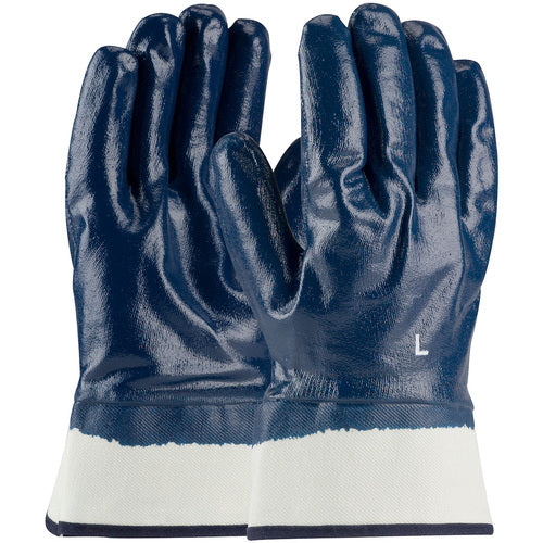 ‎56-3154/M Coated Supported Gloves - ArmorTuff - Jersey Liner - Blue - Nitrile Fully Coated - Plasticized SC - Exact Industrial Supply