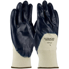 ‎56-3170/S Coated Supported Gloves - ArmorLite - Interlock Liner - LW - Blue - Nitrile Palm Coat - KW - Exact Industrial Supply