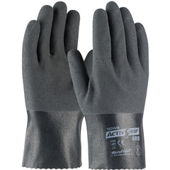 ‎56-AG585/L Coated Supported Gloves - ActivGrip Supported - 15G Cotton - Gray Nitrile w/ MicroFinish - 10″L - Exact Industrial Supply