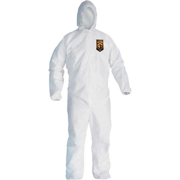 KleenGuard - Size 2XL SMS General Purpose Coveralls - White, Zipper Closure, Elastic Cuffs, Elastic Ankles, Seamless - Benchmark Tooling