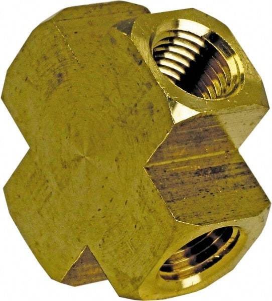 Cerro - 1/4 Female Thread, Brass Industrial Pipe Female Cross - FNPT, 1,200 psi - Benchmark Tooling