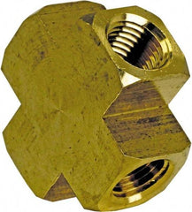 Cerro - 1/4 Female Thread, Brass Industrial Pipe Female Cross - FNPT, 1,200 psi - Benchmark Tooling