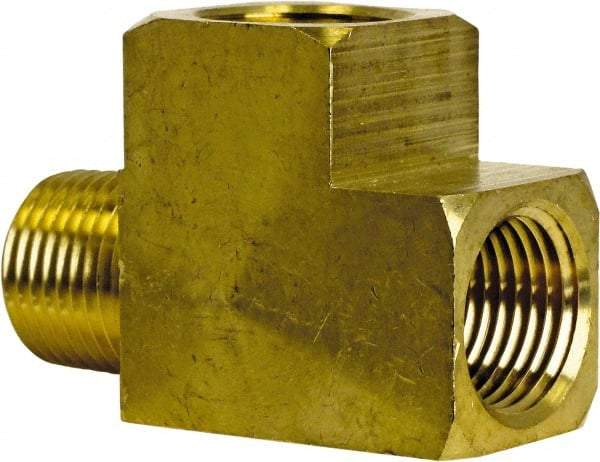 Cerro - 1/4 Male Thread x 1/4 Female Thread, Brass Industrial Pipe Street Tee - MNPT x FNPT, 1,200 psi - Benchmark Tooling