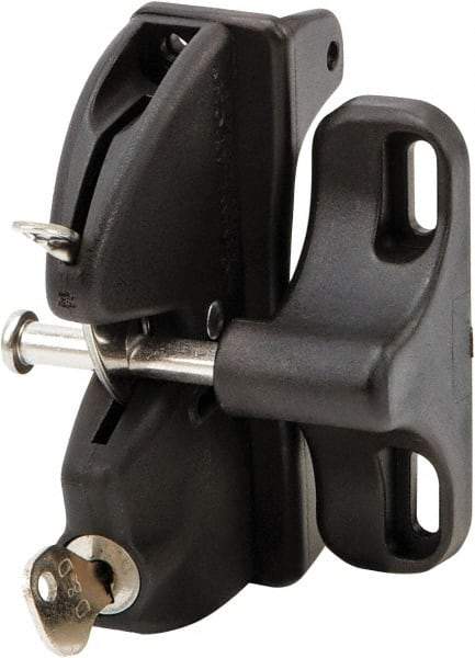 D&D Technologies - 2.830" Bar Latch Length, 3.54" High, Polymer Adjustable Gate Latch - Black Finish, 1.8" Bar Latch Projection, 7/16" Hole Diam - Benchmark Tooling