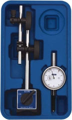 Fowler - 0.001" Graduation, 1" Max Meas, 0-100 Dial Reading, Dial Indicator & Base Kit - 2.3" Base Length x 2" Base Width x 1.8" Base Height, 2-1/4" Dial Diam - Benchmark Tooling
