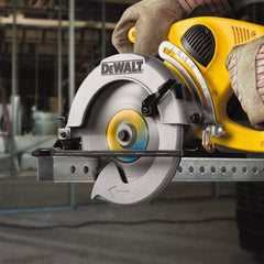 DeWALT - 7-1/4" Diam, 5/8" Arbor Hole Diam, 48 Tooth Wet & Dry Cut Saw Blade - High Speed Steel, Crosscut Action, Standard Round Arbor - Benchmark Tooling