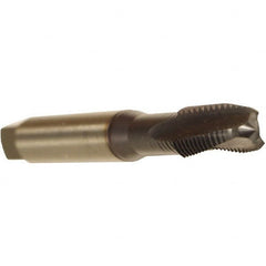 Emuge - M4x0.70 Metric 3 Flute 6HX Plug Spiral Flute Tap - Cobalt, TiCN Finish, 63mm OAL, Left Hand Flute, Right Hand Thread, Series Rekord C - Exact Industrial Supply