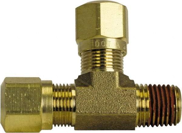 Cerro - 3/8" OD, Brass Male Run Tee - 150 Max Working psi, -40 to 200°F, Comp x MNPT x Comp Ends - Benchmark Tooling