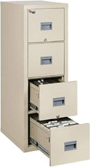 FireKing - 17-3/4" Wide x 52-3/4" High x 25" Deep, 4 Drawer Vertical File - Steel, Parchment - Benchmark Tooling