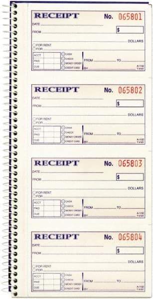 Adams Business Forms - 200 Sheet, 2-3/4 x 4-3/4", Receipt Book - Benchmark Tooling