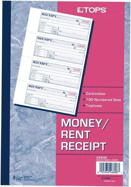 TOPS - 100 Sheet, 2-3/4 x 7-1/8", Receipt Book - Benchmark Tooling