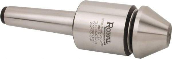 Royal Products - MT3 Morse Taper, 1.7" Head Diam Live Center - 6,000 Max RPM, 2.12" Head Length, 1-3/4" Point Diam, 1-1/4" Point Len, 750 Lb Max Workpc, Bull Nose Point - Benchmark Tooling