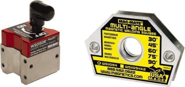 Mag-Mate - 1-1/2" Wide x 1-1/2" Deep x 2-1/2" High, Rare Earth Magnetic Welding & Fabrication Square - M5 x .80" Hole Thread, 37.5 Lb Capacity - Benchmark Tooling