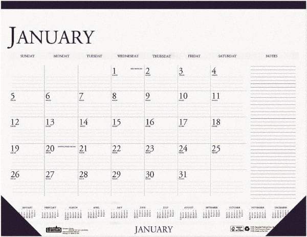 House of Doolittle - 12 Sheet, 22 x 17", Desk Pad - White & Blue - Benchmark Tooling