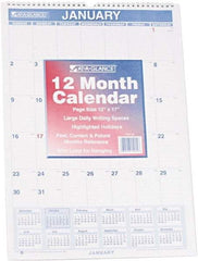 AT-A-GLANCE - 12 Sheet, 12 x 17", Planner Wall Calendar - Blue & Red - Benchmark Tooling