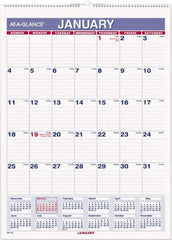 AT-A-GLANCE - 12 Sheet, 8" x 11", Wall Calendar - Blue & Red - Benchmark Tooling