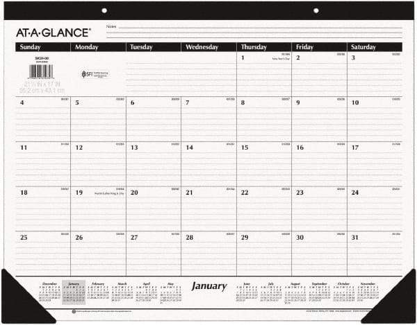 AT-A-GLANCE - 12 Sheet, 22 x 17", Desk Pad - White & Black - Benchmark Tooling