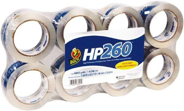 Duck - 1" Wide x 3.1mm Thick x 60 yds Long, HP260 Box Sealing & Label Protection Tape - Clear - Benchmark Tooling