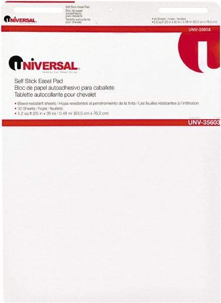 UNIVERSAL - 25 x 30 Inch Self Stick Easel Pad, White, 30 Sheets per Pad - For Use with Easel Stands - Benchmark Tooling