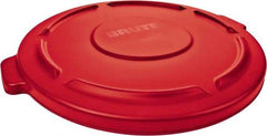 Rubbermaid - Round Lid for Use with 32 Gal Round Trash Cans - Red, Low-Density Polyethylene, For Brute Trash Cans - Benchmark Tooling