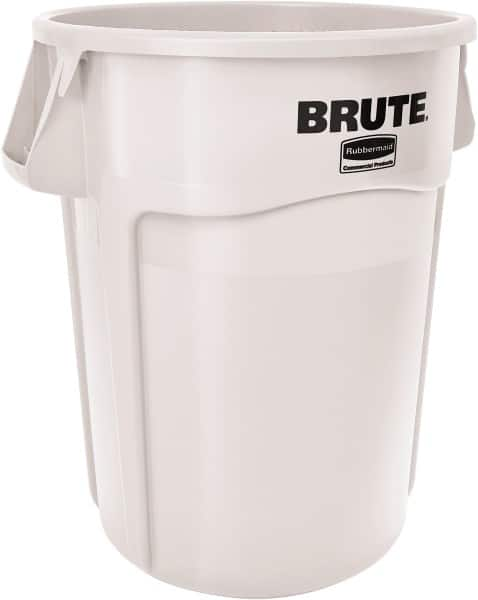 Rubbermaid - 10 Gal White Round Trash Can - Polyethylene, None Graphic, 17-1/8" High, Lid Not Included - Benchmark Tooling