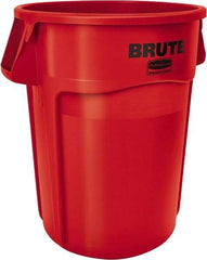 Rubbermaid - 55 Gal Red Round Trash Can - Polyethylene, None Graphic, 33.2" High, Lid Not Included - Benchmark Tooling