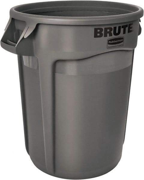 Rubbermaid - 20 Gal Gray Round Trash Can - Polyethylene, 22.91" High - Benchmark Tooling