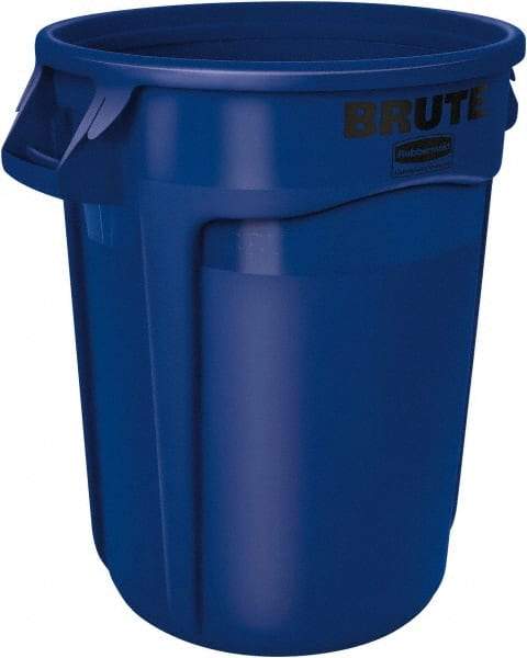 Rubbermaid - 32 Gal Blue Round Trash Can - Polyethylene, 27.77" High - Benchmark Tooling