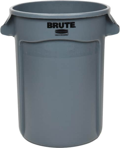 Rubbermaid - 32 Gal Gray Round Trash Can - Polyethylene, 27.77" High - Benchmark Tooling