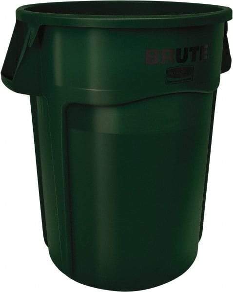 Rubbermaid - 10 Gal Green Round Trash Can - Polyethylene, None Graphic, 17-1/8" High, Lid Not Included - Benchmark Tooling