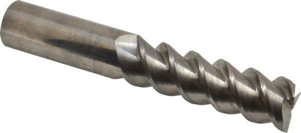 Accupro - 1", 3-1/4" LOC, 1" Shank Diam, 6" OAL, 3 Flute, Solid Carbide Square End Mill - Single End, Uncoated, Spiral Flute, 60° Helix, Centercutting, Right Hand Cut, Right Hand Flute - Benchmark Tooling