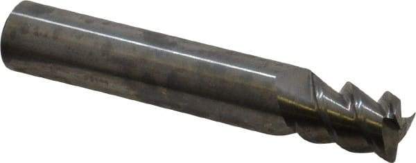 Accupro - 13/32", 9/16" LOC, 7/16" Shank Diam, 2-1/2" OAL, 3 Flute, Solid Carbide Square End Mill - Single End, Uncoated, Spiral Flute, 60° Helix, Centercutting, Right Hand Cut, Right Hand Flute - Benchmark Tooling