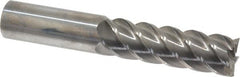 Accupro - 1", 3-1/4" LOC, 1" Shank Diam, 6" OAL, 5 Flute, Solid Carbide Square End Mill - Single End, Uncoated, Spiral Flute, 45° Helix, Centercutting, Right Hand Cut, Right Hand Flute - Benchmark Tooling