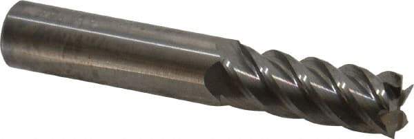 Accupro - 15/32", 1-1/4" LOC, 1/2" Shank Diam, 3" OAL, 5 Flute, Solid Carbide Square End Mill - Single End, Uncoated, Spiral Flute, 45° Helix, Centercutting, Right Hand Cut, Right Hand Flute - Benchmark Tooling